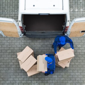 Loading boxes onto van