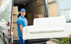 Loading sofa onto van